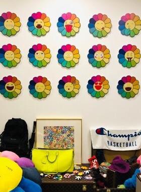 七彩太阳花表情包洛杉矶展览限定壁挂潮流家居背景墙面装饰摆件