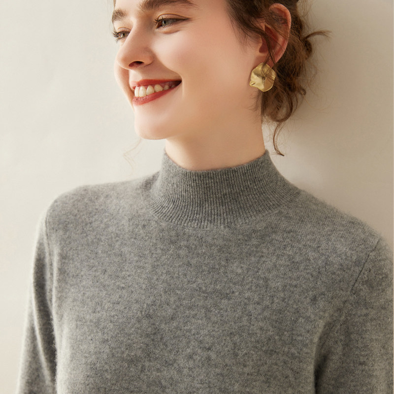 100%纯山羊绒衫2025新款半高纯色宽松针织打底衫内搭羊绒毛衣女,淘宝优惠券,粉丝福利购,淘宝优惠卷