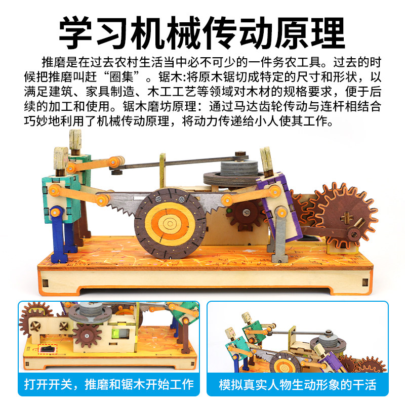 科技小制作小发明DIY锯木磨坊趣味实验儿童益智手工拼装玩具材料,淘宝优惠券,粉丝福利购,淘宝优惠卷