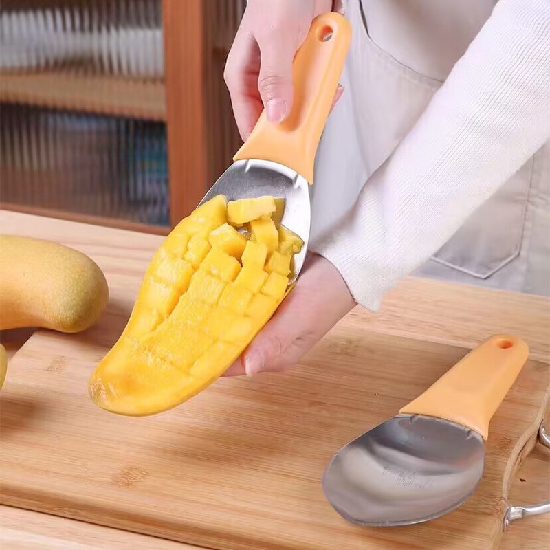 切芒果神器不锈钢水果花样刀西瓜勺专用刀工具套装切丁切块分割器 - 图0