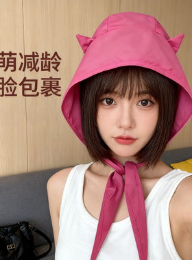 小恶魔猫耳绑带速干护耳遮阳帽女