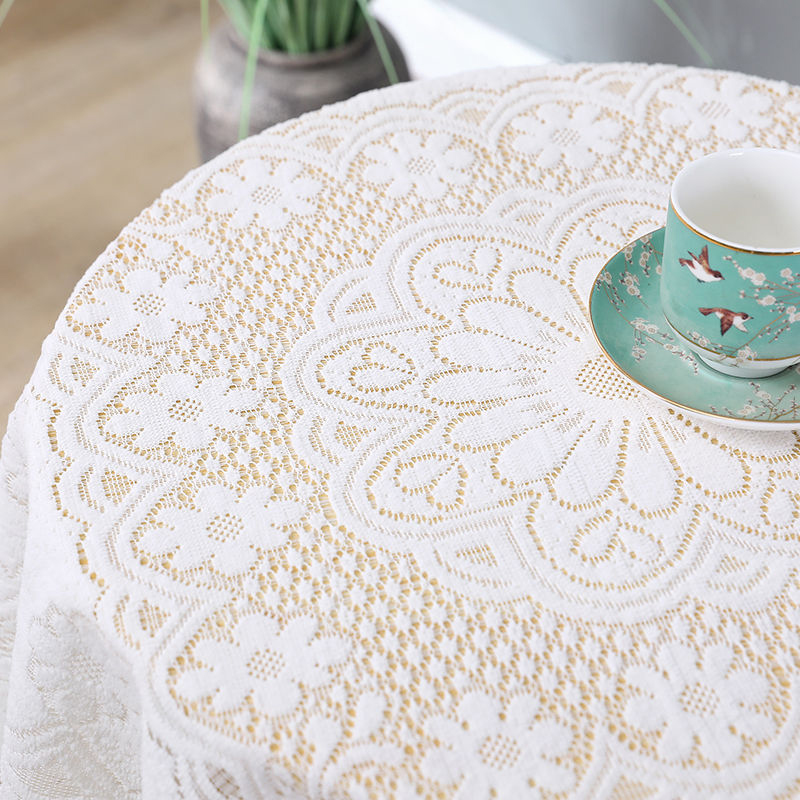 复古蕾丝装饰桌布ins风法式简约浪漫茶几圆桌盖布野餐布餐桌布垫-图1