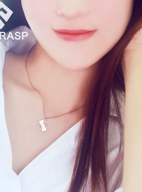 四叶草钛钢女项链不掉色金属爆款
