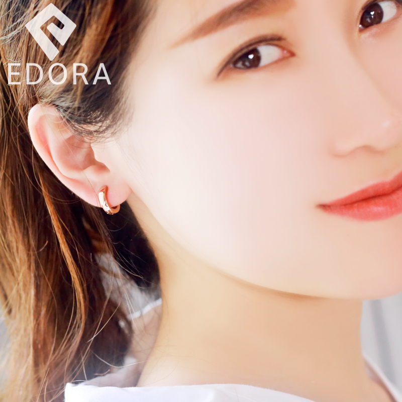 运动耳环2025新款耳圈睡觉免摘耳扣女素圈高级感玫瑰金钛钢耳钉 - 图1