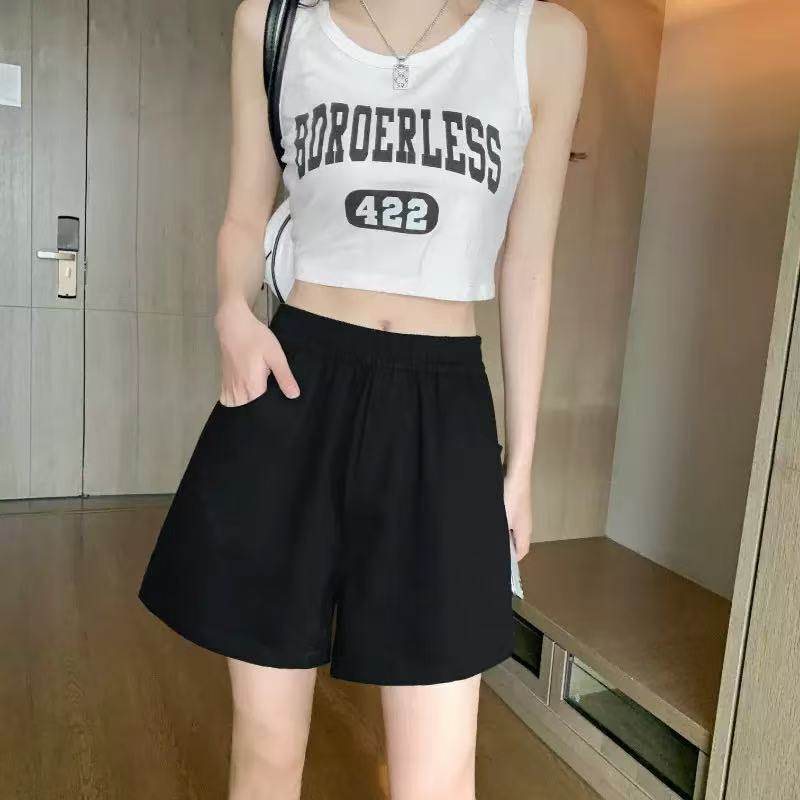 韩式高腰工装短裤女夏季宽松显瘦休闲直筒五分裤大红色多巴胺风,淘宝优惠券,粉丝福利购,淘宝优惠卷