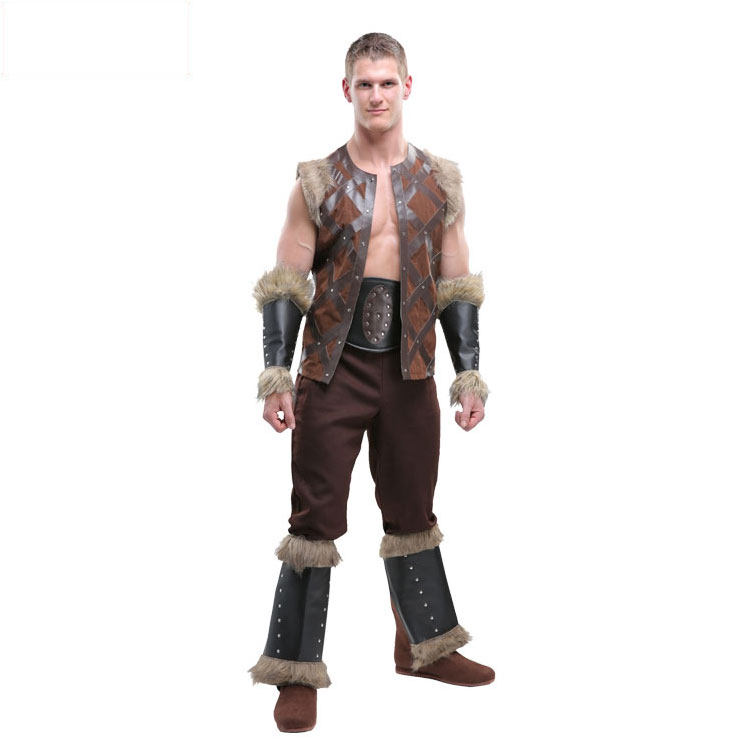 万圣节狂欢节电影舞台表演成人男中世纪北欧维京野人装扮服