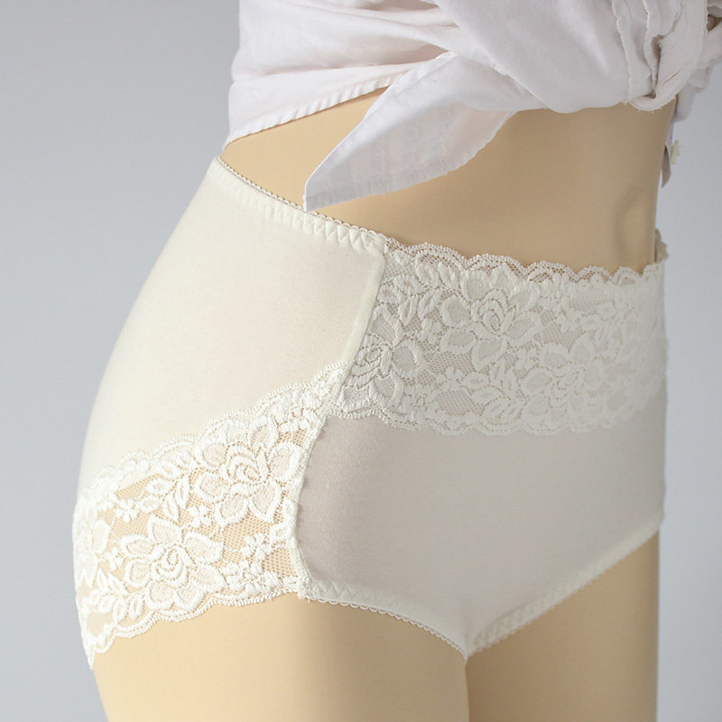 【三条装】白色中高腰蕾丝边纯棉全棉性感内裤女士三角裤短裤抗菌,淘宝优惠券,粉丝福利购,淘宝优惠卷