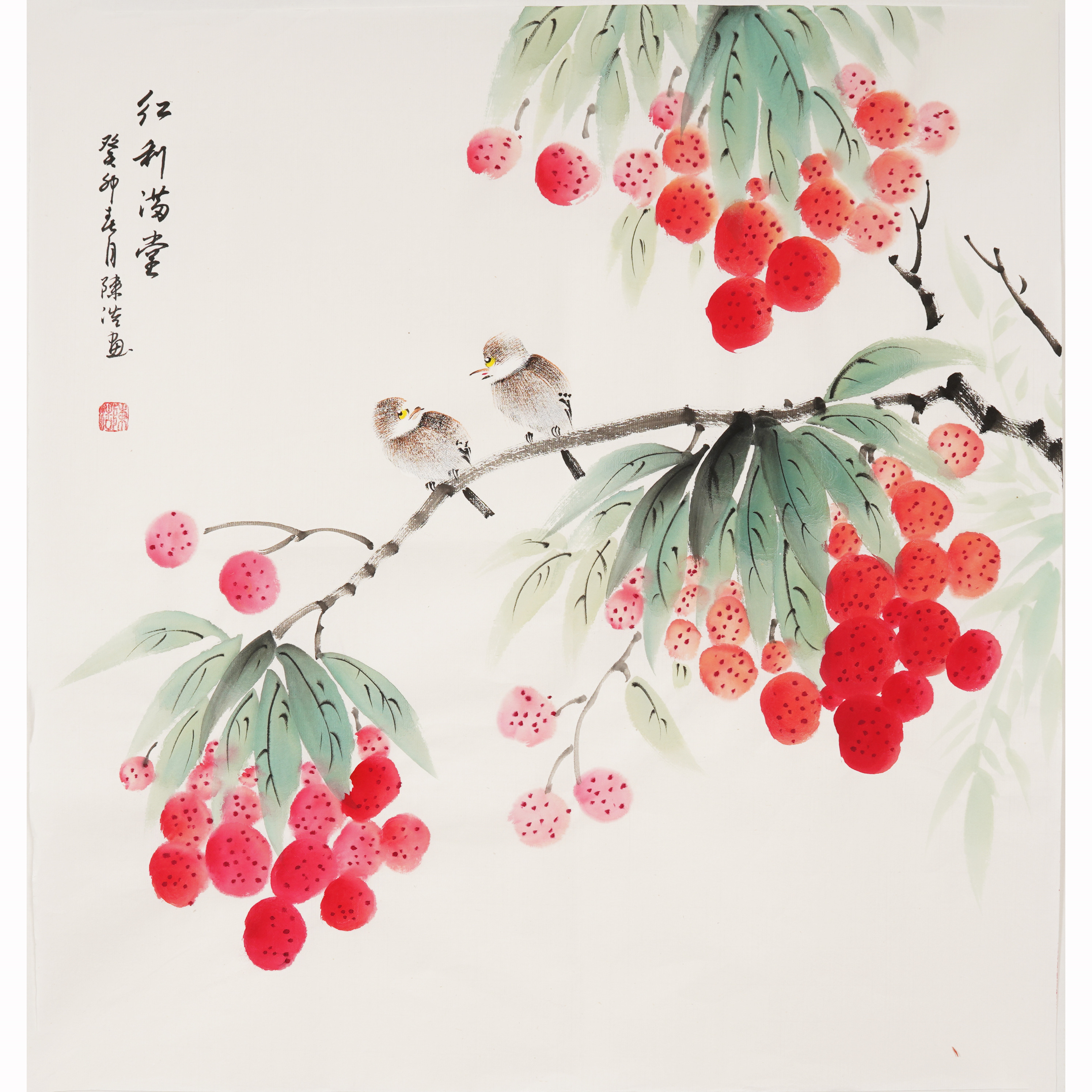 手绘花鸟国画中式客厅装饰画葫芦葡萄餐厅玄关挂画斗方小品真迹-图1