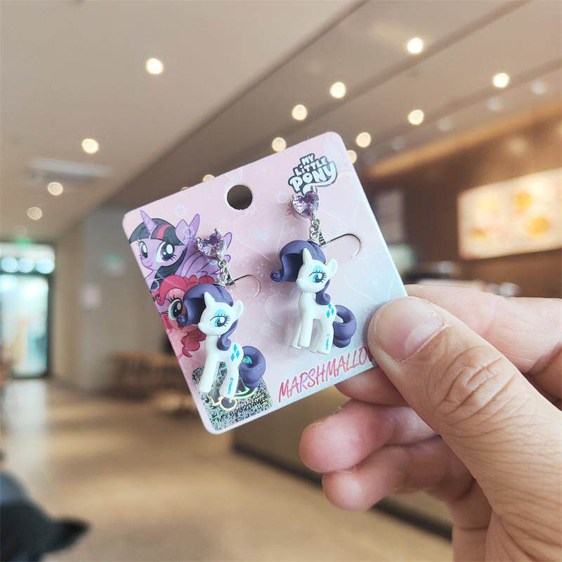 伊藤家正版小马宝莉软陶公仔耳坠锆石耳夹耳环无痛耳饰