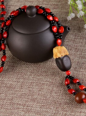 民族风长款百搭天然相思豆毛衣链