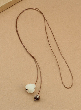 民族风雕刻菩提蒜头毛衣链配饰女