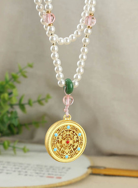 古汉服爆款五福风宫廷圆盘毛衣链