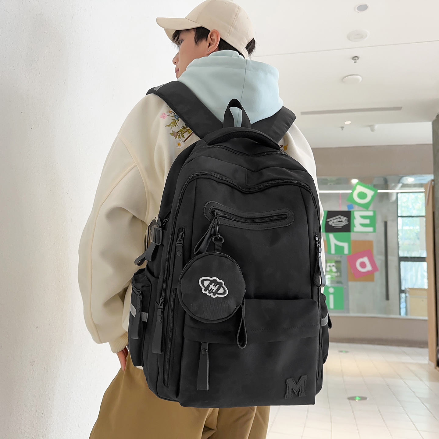 书包女生初中生大容量减负护脊双肩包男士高中大学生小学生背包女 - 图1