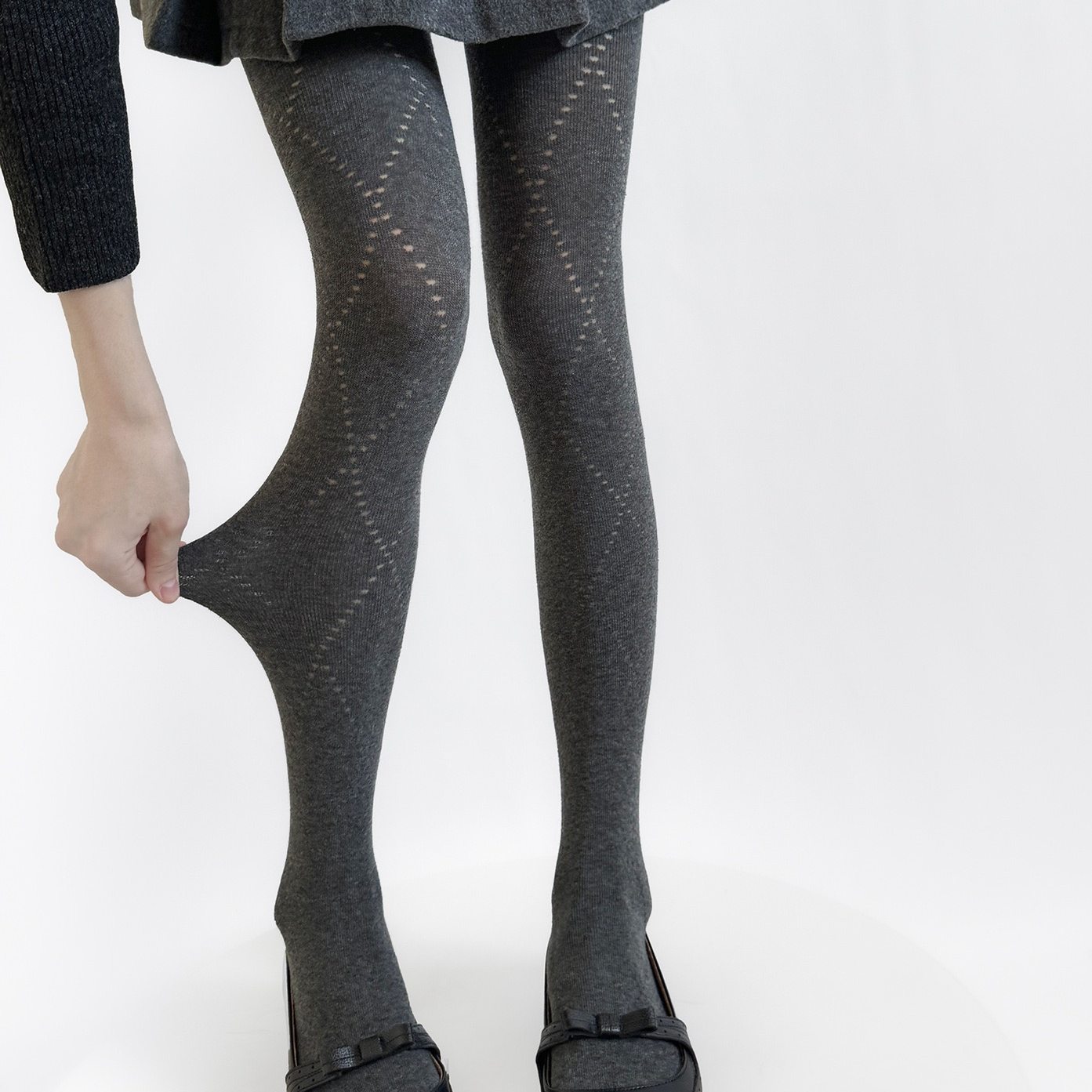 灰色连裤袜miu系秋冬季保暖针织外穿菱格春秋显瘦洋气打底袜女士,淘宝优惠券,粉丝福利购,淘宝优惠卷