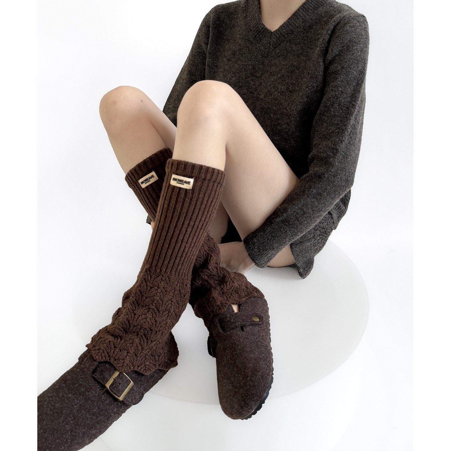 秋冬新品羊毛针织袜套开叉堆堆中筒叠穿保暖腿套ins韩系靴套,淘宝优惠券,粉丝福利购,淘宝优惠卷