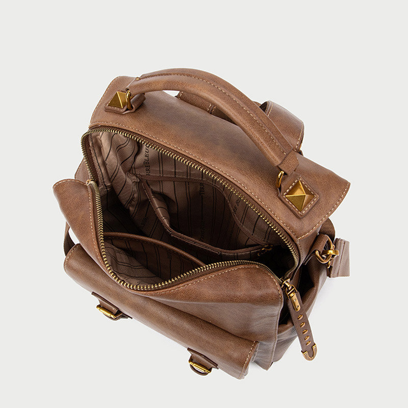 英伦风小众高级感双肩包女上班通勤大学生小书包2025新款皮质背包,淘宝优惠券,粉丝福利购,淘宝优惠卷