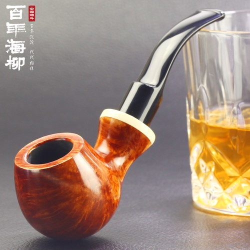 百年海柳石楠木男士手工小烟斗自由式实木弯式斗粮专用NX30 - 图1