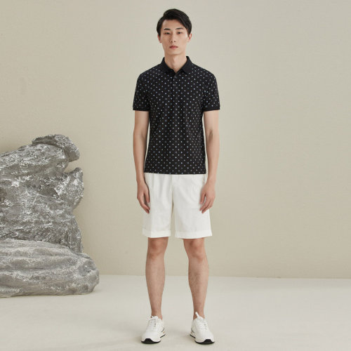 BONI/堡尼夏季新品POLO衫纯色翻领短袖T恤商务印花上衣LL380C32B - 图1
