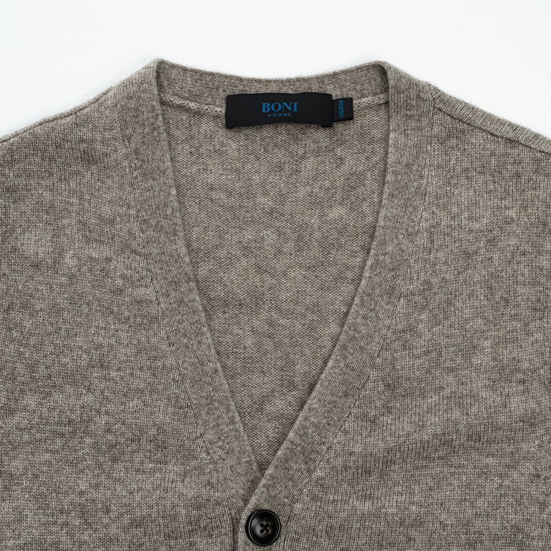 BONI/堡尼秋冬新品男牦牛绒针织衫羊毛衫V字领开衫背心JM634A41B - 图3