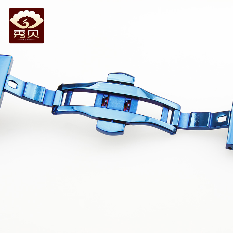 秀贝代用罗西尼8633蓝色钢带手表链 秀贝配件