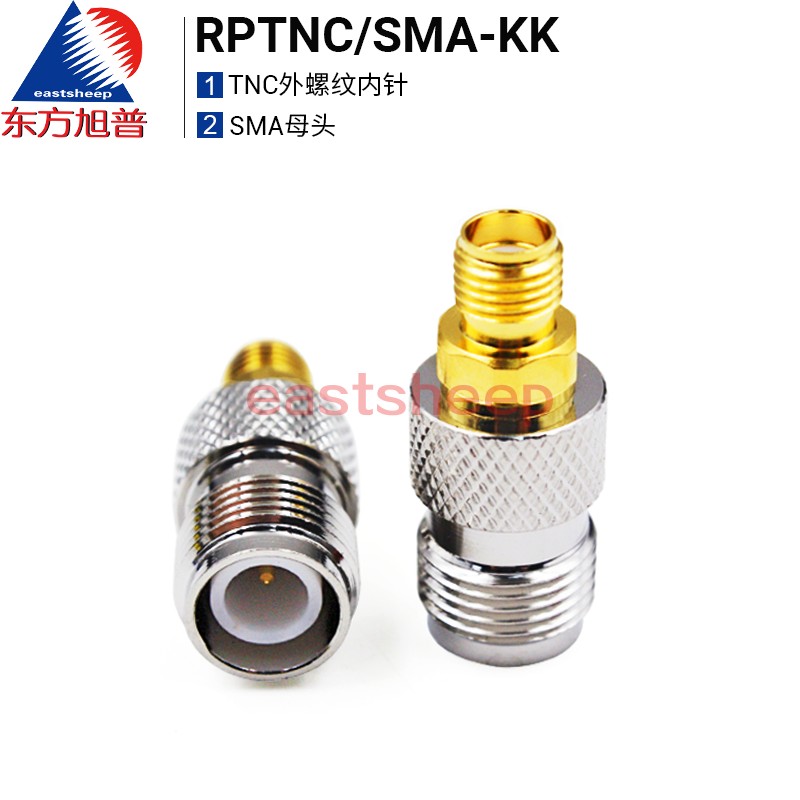 东方旭普射频连接器 RPTNC/SMA-KK  TNC外螺纹内针转SMA母 - 图0