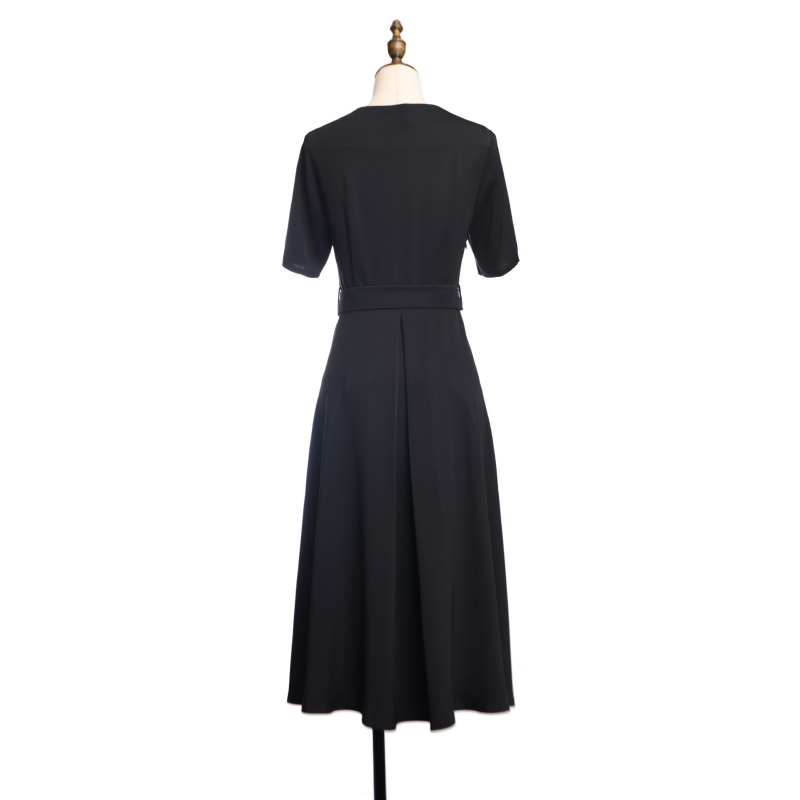 伊琪春夏了不起的麦瑟尔夫人同款连衣裙新款黑色方领连身裙可定制-图0