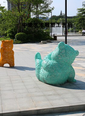 铁艺镂空小品雕塑不锈钢暴力熊