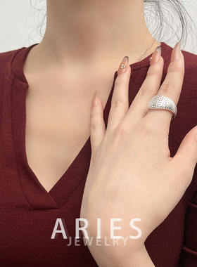 s925银法式欧美风镂空面包戒指