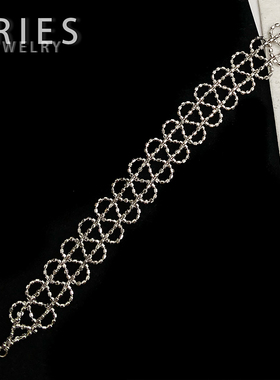 S925纯银镀金蕾丝花边手链