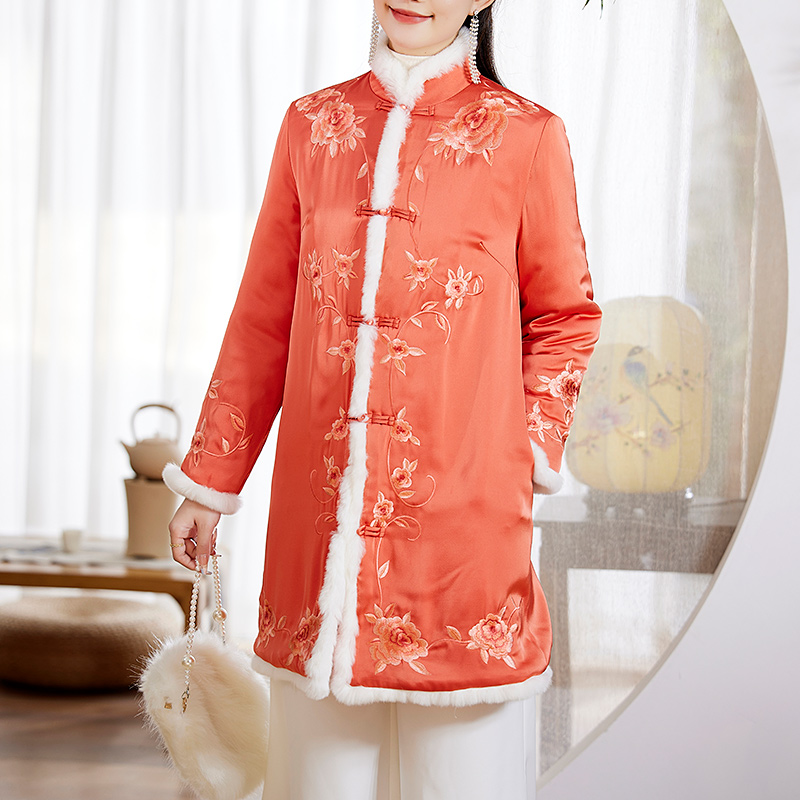 中式棉服女2022年新款唐装女中国风棉袄复古盘扣棉衣冬季旗袍外套