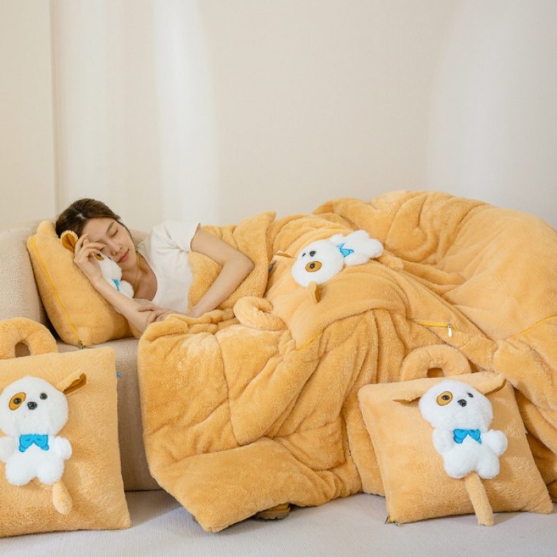 多功能二合一靠垫被办公室午休毯汽车空调被卡通抱枕被手提唧唧叫 - 图2