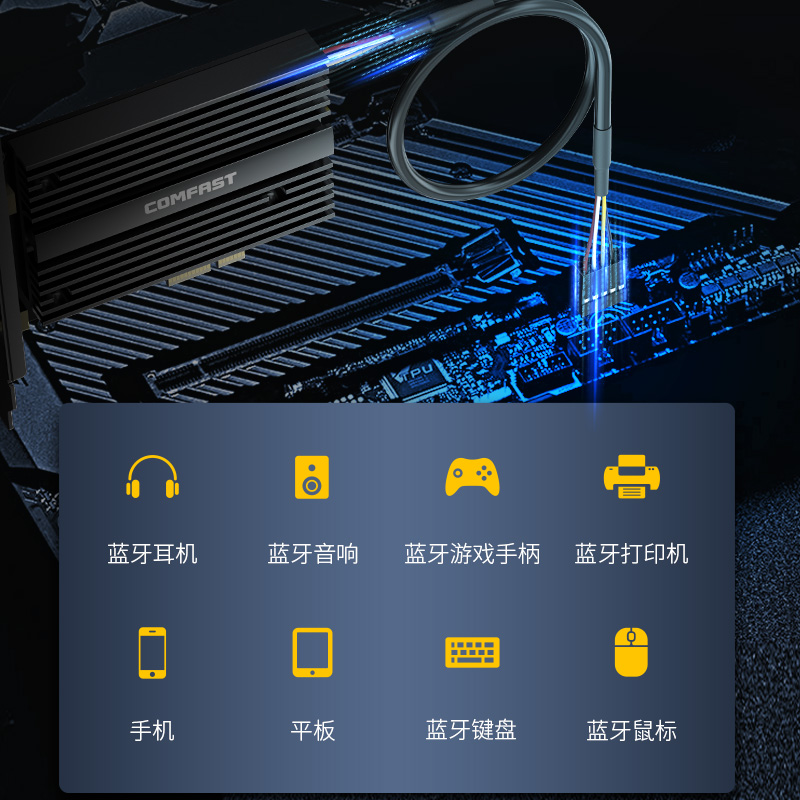 COMFAST AX210 PLUS 英特尔模块千兆5G三频5374M无线网卡WiFi6E台式电脑主机内置插PCIE接口wifi信号接收器 - 图2