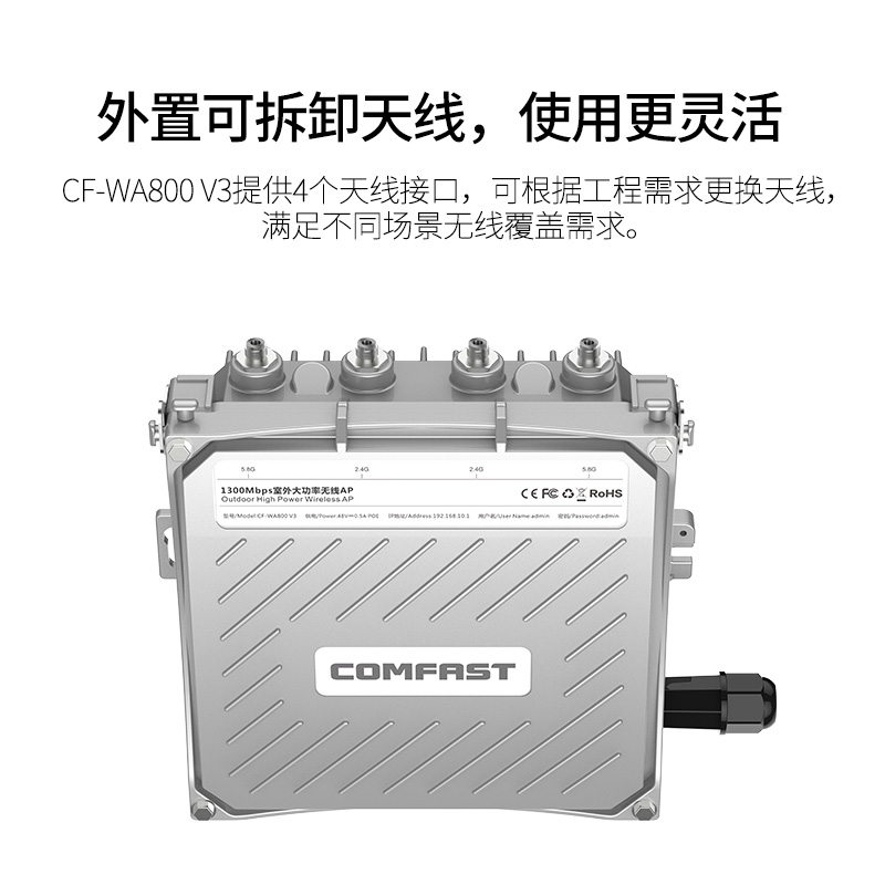 COMFAST WA800千兆5G双频1300兆户外大功率无线AP路由器小区景区农村校园室外全向WIFI工程覆盖广告高带机量-图2