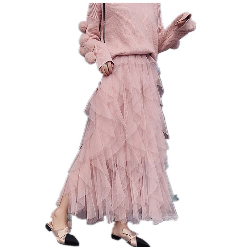 网纱2019春夏新款中长款仙女半身裙 韩流阁服饰半身裙