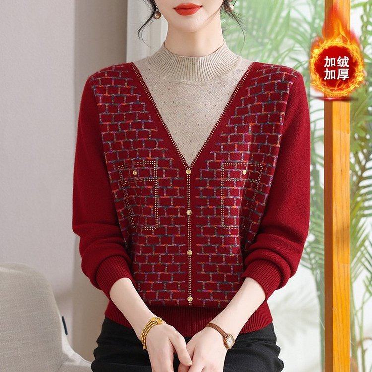 妈妈冬装加厚针织衫2025新款中老年女士洋气高贵秋冬加绒打底毛衣,淘宝优惠券,粉丝福利购,淘宝优惠卷