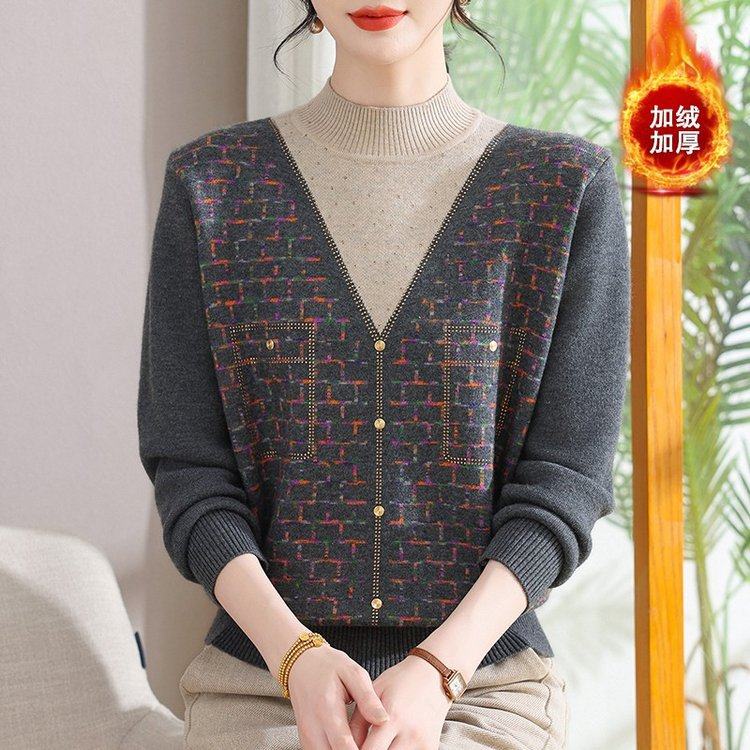 妈妈冬装加厚针织衫2025新款中老年女士洋气高贵秋冬加绒打底毛衣,淘宝优惠券,粉丝福利购,淘宝优惠卷