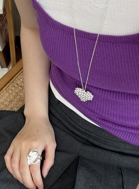 韩国新款手工复古时尚爱心项链