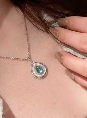 海洋蓝色白母贝中古戒指耳钉项链