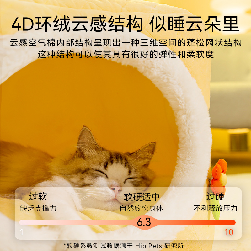 宠物窝四季通用可拆洗全封闭式猫床猫窝秋冬保暖御寒猫床宠物用品 - 图0