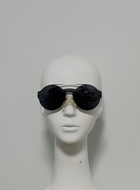 B和V 0207 大圆框修脸太阳镜 钛金属无框墨镜 编织纹细节装饰镜