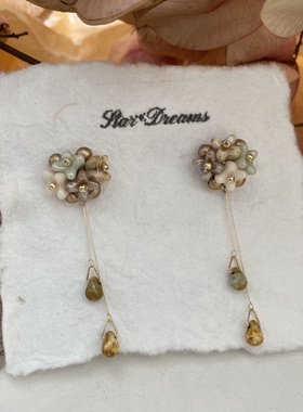 Star Dreams 酒酿桂花｜ 捷克珠桂花水滴蝴蝶结耳环耳钉