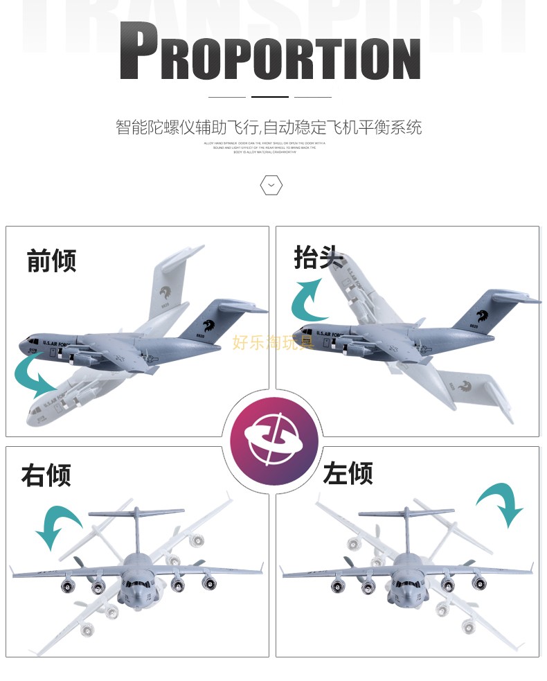 C17遥控固定翼滑翔机两通道运输机DIY组装EPP泡沫耐摔遥控飞机模