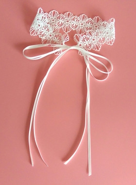 系带项圈韩国气质蕾丝黑白两色