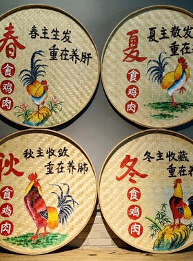 手工画鸡鸭鹅鸽农家乐墙饰餐馆