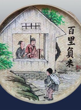 手绘装饰竹编挂件墙饰复古墙面