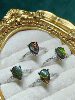 Natural colorful snail ring for women, fashionable and versatile jewelry, live saliva drop 925 silver inlay, atmospheric and colorful