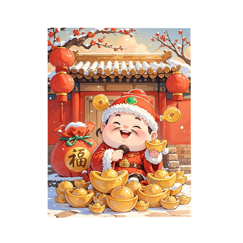 财神十字绣2025新款客厅玄关可爱挂画小幅简单好绣自己绣 - 图0