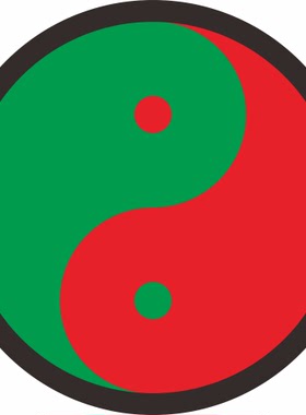 单张圆形五行招财图装饰贴