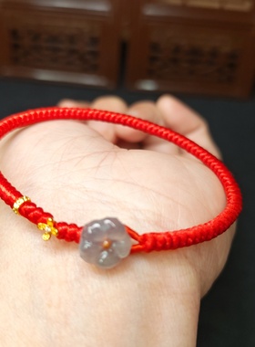 红色玉石花朵桂花转运珠情侣手绳