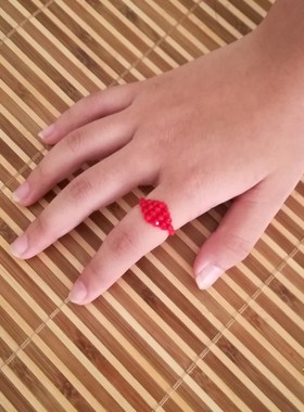 串珠diy戒指手工红水晶定制饰品